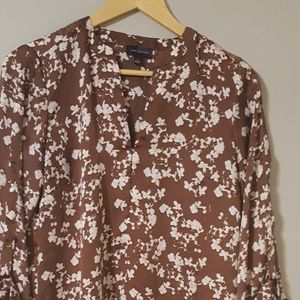 The Limited blouse; brown with white/pink floral